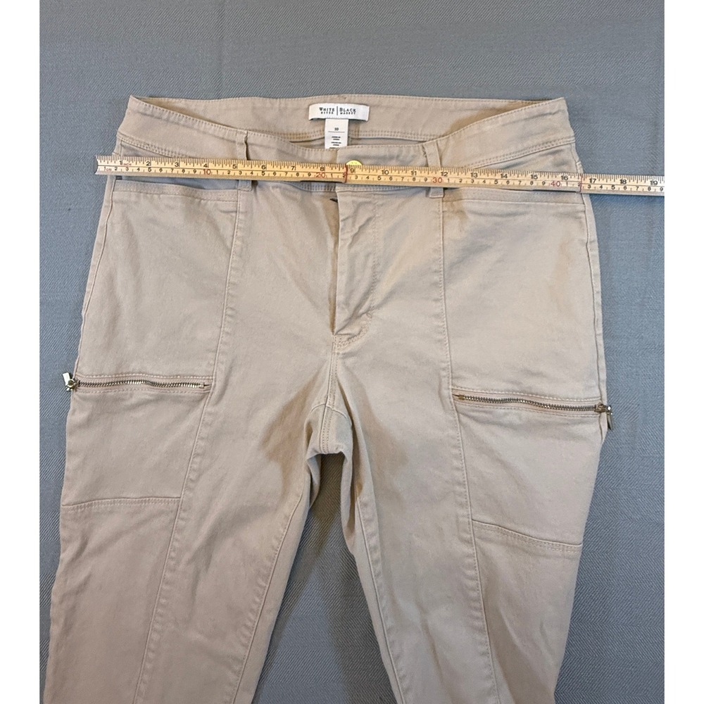 White House Black Market Tan Khaki Cargo Slim Pants Gold Zip Size 10 Utility - Picture 6 of 9